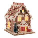 Διακοσμητικό Χριστουγεννιάτικο gingerbread σπίτι με φως 12Χ14Χ15ΕΚ
