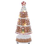 Διακοσμητικό Χριστουγεννιάτικο gingerbread δέντρο σε σχήμα τούρτας με φως 9Χ9Χ22ΕΚ μπαταρίας