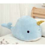 Διακοσμητικό Βελούδινο Μαξιλάρι Σιέλ Μονόκερος Φάλαινα 45 εκ - Image 2