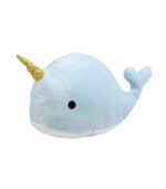 Διακοσμητικό Βελούδινο Μαξιλάρι Σιέλ Μονόκερος Φάλαινα 45 εκ