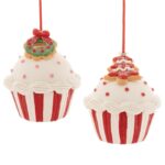 Διακοσμητικό Χριστουγεννιάτικο στολίδι cupcake 7.5X7.5X7.5εκ σε δύο σχέδια