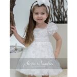 Stova Bambini G21 Βαπτιστικό φόρεμα λευκό με λουλούδια
